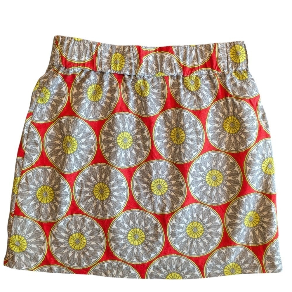 Banana Republic Cotton Linen Blend Skirt Size M | Bold Geometric Floral Print